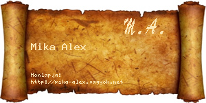 Mika Alex névjegykártya